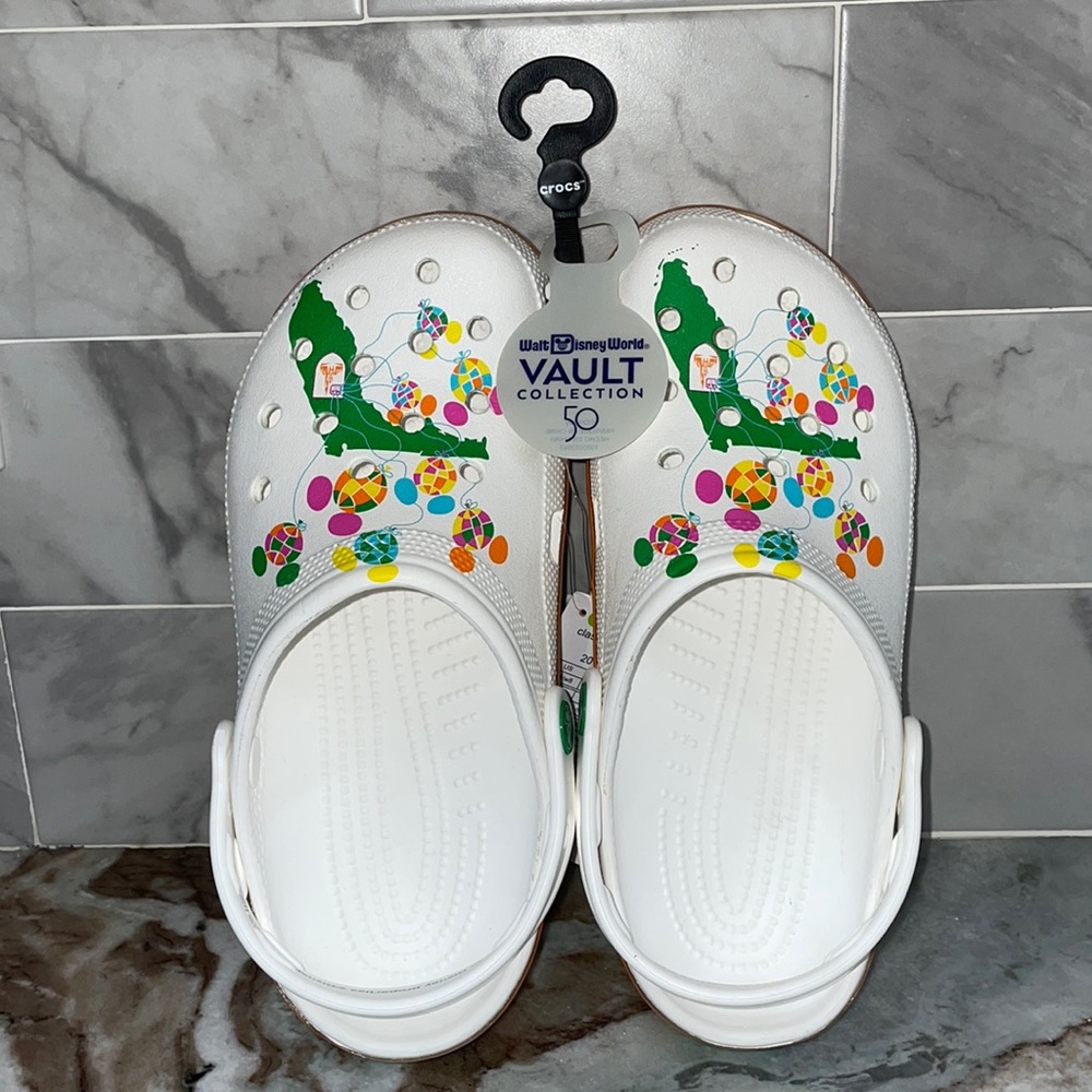 WDW Disney World 50th Anniversary Retro Balloons CROCS M 6 W 8 Vault Florida NEW